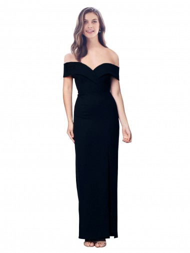 Shop Off the Shoulder Long Full Length Formal Crepe Bridesmaid Dress / Prom Dress with Side Split Canada