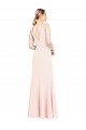 Slim A-Line V-Neck Long Stretch Formal Crepe Bridesmaid Dress / Prom Dress with V-Back