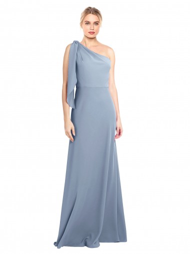 Shop Draped Flutter Sleeves One Shoulder Stretch Formal Crepe Bridesmaid Dress / Prom Dress Canada