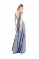 Plunging V-Neck Cap Sleeves Stretch Crepe Bridesmaid Dress / Prom Dress with Front Slit