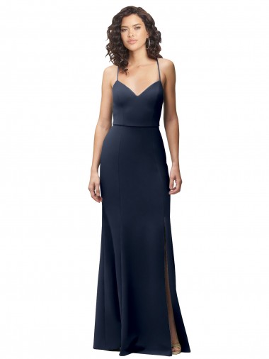 Shop Sweetheart Fit and Flare Stretch Formal Crepe Bridesmaid Dress / Prom Dress with Side Slit and Strappy Back Canada