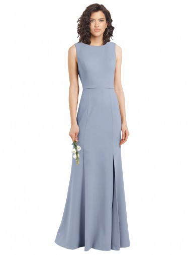 Shop Boat Neckline and Sleek Fit and Flare Crepe Bridesmaid Dress with Keyhole Back Canada