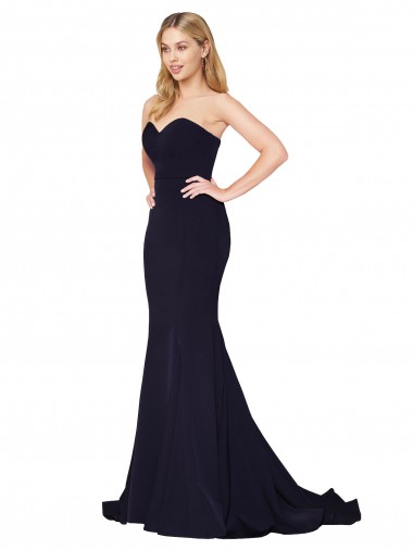 Shop Sweetheart High Neck Sweep Train Sleeveless Formal Crepe Bridesmaid Dress / Prom Dress Canada