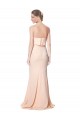 High Neck Strapless Long Formal Crepe Maxi Bridesmaid Dress / Prom Dress with Overlay