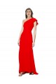 High Neck Ruffle Frill One Shoulder Maxi Formal Crepe Bridesmaid Dress / Prom Dress