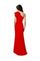 High Neck Ruffle Frill One Shoulder Maxi Formal Crepe Bridesmaid Dress / Prom Dress