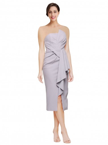 Shop Short Cocktail Length Strapless Formal Crepe Bridesmaid Dress / Prom Dress with Ruffles Canada