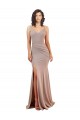 Fishtail Shape V-Neck Formal Crepe Bridesmaid Dress / Prom Dress with Slit