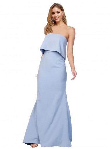 Shop Strapless Full Length Formal Crepe Bridesmaid Dress / Prom Dress with Bodice Overlay Canada