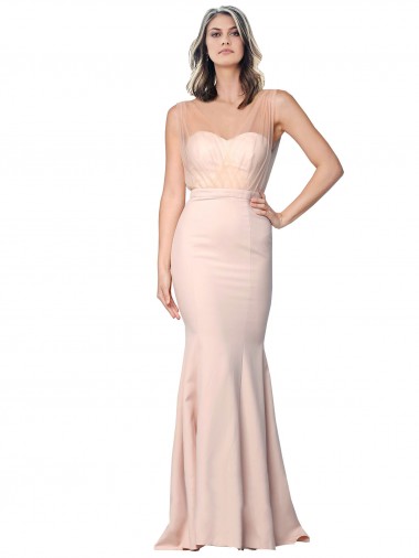 Shop Full Length Sweetheart Formal Crepe Bridesmaid Dress / Prom Dress with Tulle Overlay Canada