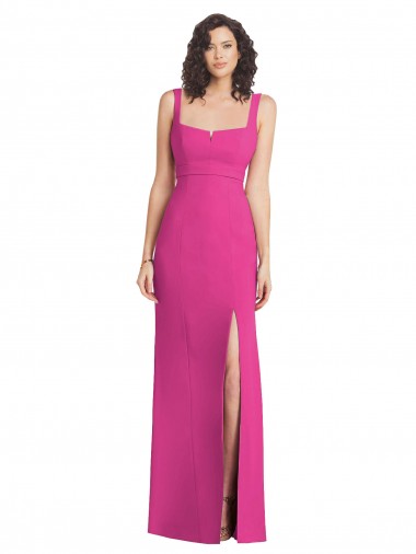 Shop Wide Strap Notch Empire Waist Bridesaid Dress with Front Slit Canada