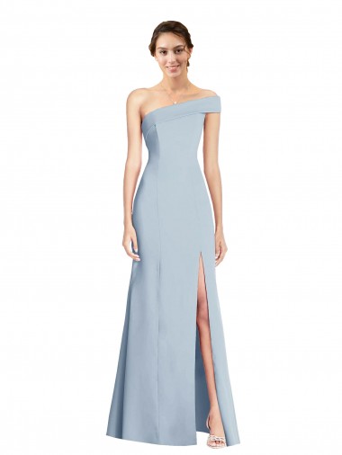 Shop Asymmetrical Off the Shoulder Cuff Trumpet Formal Crepe Bridesmaid Dress / Prom Dress With Front Slit Canada