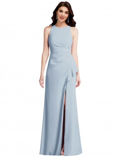 Shop Halter Maxi Bridesmaid Dress / Prom Dress with Cascade Ruffle Slit Canada