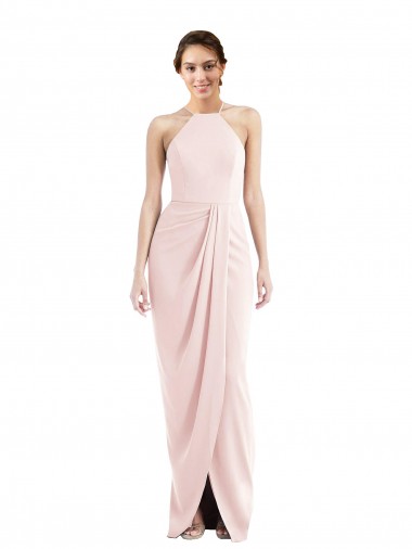 Shop Halter Draped Tulip Skirt Maxi Bridesmaid Dress / Prom Dress Canada