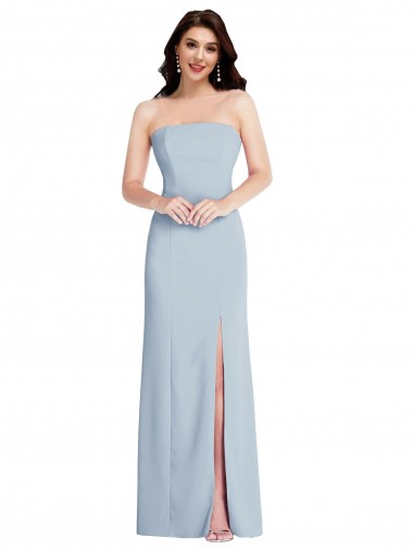 Shop Strapless Scoop Back Maxi Formal Crepe Bridesmaid Dress / Prom Dress with Front Slit Canada