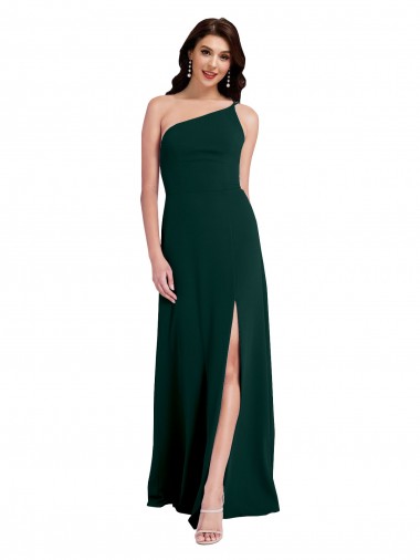 Shop A-Line Slim One Shoulder Formal Crepe Bridesmaid Dress / Prom Dress with Asymmetrical Straps and Side Slit Canada