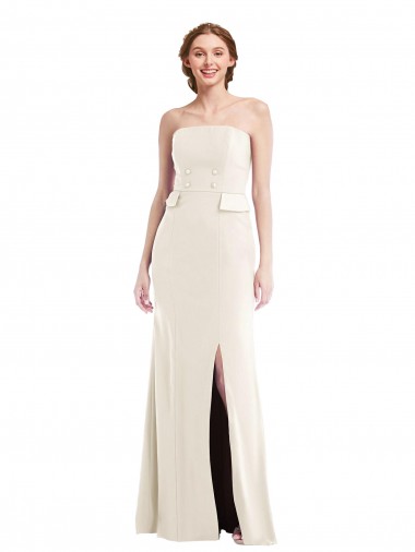 Shop Long Strapless Tuxedo Maxi Bridesmaid Dress / Prom Dress with Front Slit Canada