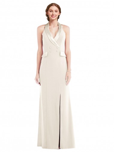 Shop Halter Tuxedo Maxi Bridesmaid Dress / Prom Dress with Front Slit Canada