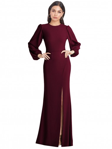 Shop Puff Sleeves Long Maxi Briddesmaid Dress with Cutout Tie Back Canada