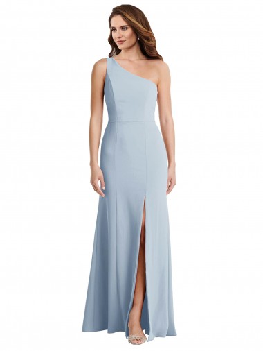 Shop Bold One Shoulder Trumpet Maxi Formal Crepe Bridesmaid Dress / Prom Dress Canada