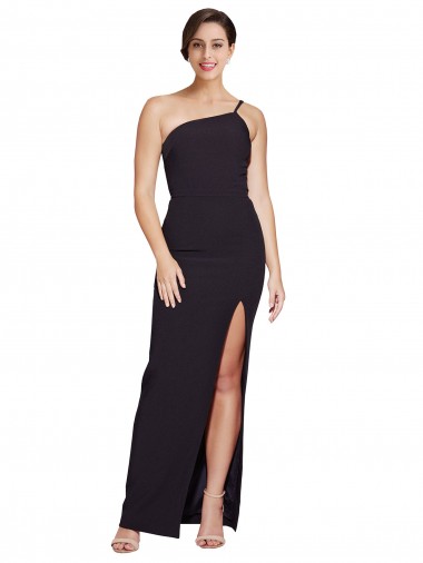 Shop Long Floor Length Formal Crepe Bridesmaid Dress / Prom Dress with Side Split and One Strap Canada