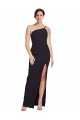 Long Floor Length Formal Crepe Bridesmaid Dress / Prom Dress with Side Split and One Strap