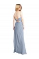 Straight Neckline Crepe Slip Bridesmaid Dress / Prom Dress with Strappy Back