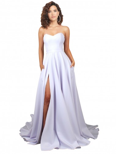 Shop Simple Sweetheart A-Line Long Crepe Beach Wedding Dress with Front Slit Canada