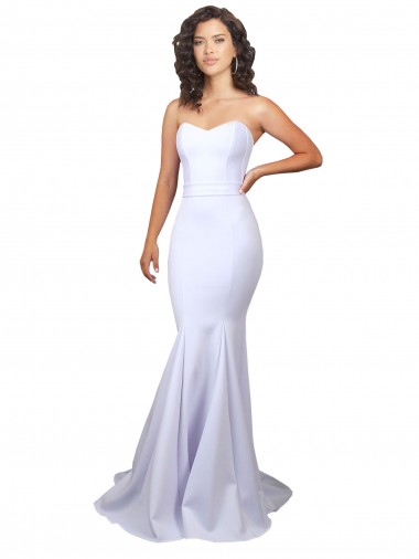 Shop Simple Long Strapless Sweetheart Mermaid Crepe Beach Wedding Dress Canada