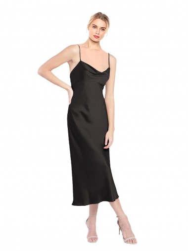 Shop Cowl Neck Midi Length Short Cocktail Formal Stretch Satin Slip Bridesmaid Dress / Prom Dress Canada