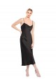 Cowl Neck Midi Length Short Cocktail Formal Stretch Satin Slip Bridesmaid Dress / Prom Dress