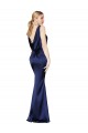 Sheath High Neck Formal Stretch Satin Bridesmaid Dress / Prom Dress Low Back