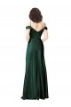 Off the Shoulder Sleeves Long Formal Stretch Satin Bridesmaid Dress / Prom Dress with Pleated Draped Neckline