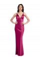 V-Neck Spaghetti Straps Slim Formal Stretch Satin Bridesmaid Dress / Prom Dress with Low Scoop Back