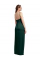 Sleek Straight Neckline Long Wrap Formal Stretch Satin Bridesmaid Dress / Prom Dress with Angled Pleats