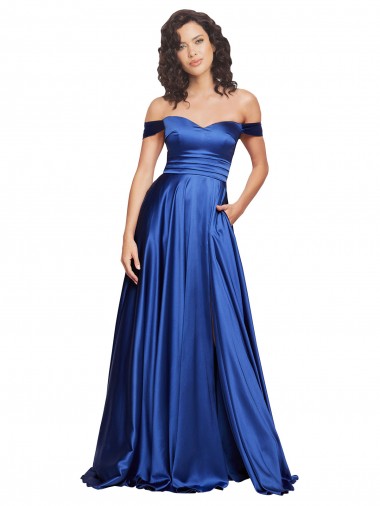 Shop Ball Gown Off the Shoulder Sweetheart Formal Stretch Satin Bridesmaid Dress / Prom Dress Canada