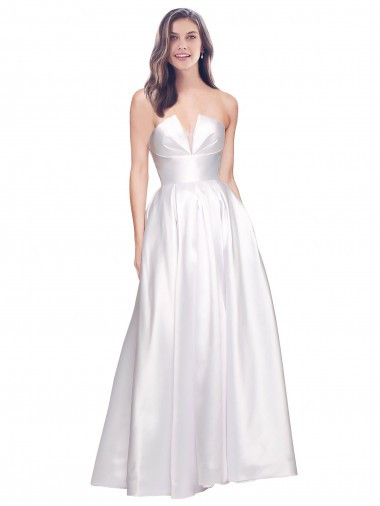 Shop Full Length Strapless V-Cutout Formal Stretch Satin Bridesmaid Dress / Prom Dress Canada