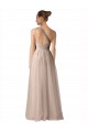 Illusion One Shoulder Tulle Bridesmaid Dress with Shirred Bodice