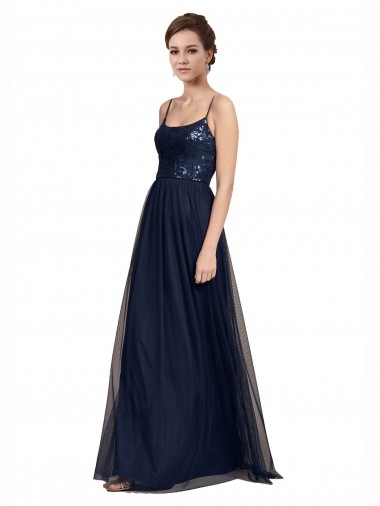 Shop Spaghetti Strap Tulle Bridesmaids Dress with Ballerina Neckline Canada