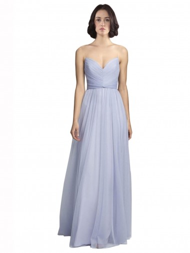 Shop Spaghetti Strap Tulle Bridesmaids Dress with Ruched Bodice Canada