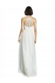 High Neckline Long Tulle Bridesmaid Dress with Illusion Front