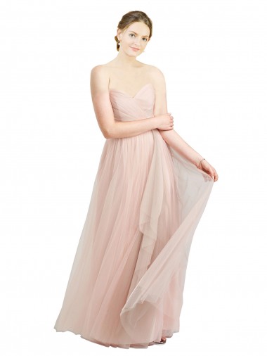 Shop Long Floor Length Sweetheart Pleated Tulle Bridesmaid Dress Canada