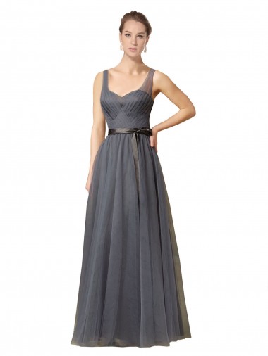 Shop Sweetheart Long Tulle Bridesmaid Dress with Sash Canada