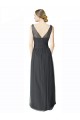 Long Tulle Bridesmaid Dress with Illusion Shoulder Straps and V-Back