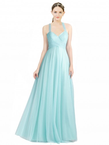 Shop Ruched Sweetheart Neckline A-Line Tulle Bridesmaid Dress with Tie Open Back Canada