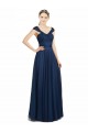 Ruched Sweetheart Long A-Line Tulle Bridesmaid Dress with Wide Straps and Tie Back