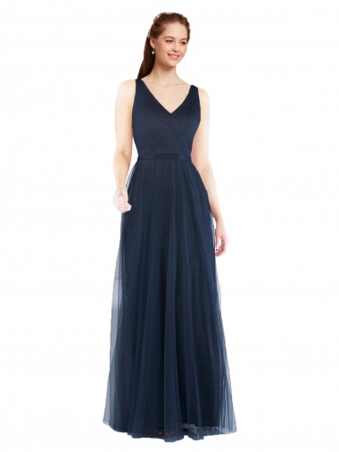 Shop V-Neck Soft and Simple Tulle Bridesmaid Dress Canada