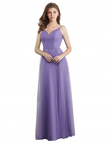 Shop Sweetheart Deep V-Back Tulle Bridesmaid Dress with Draped Bodice Canada