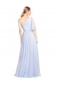 Flutter Sleeves One Shoulder Long Tulle Bridesmaid Dress