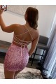 Spaghetti Straps Sleeveless Short Velvet Sequin Homecoming Dress / Prom Dress